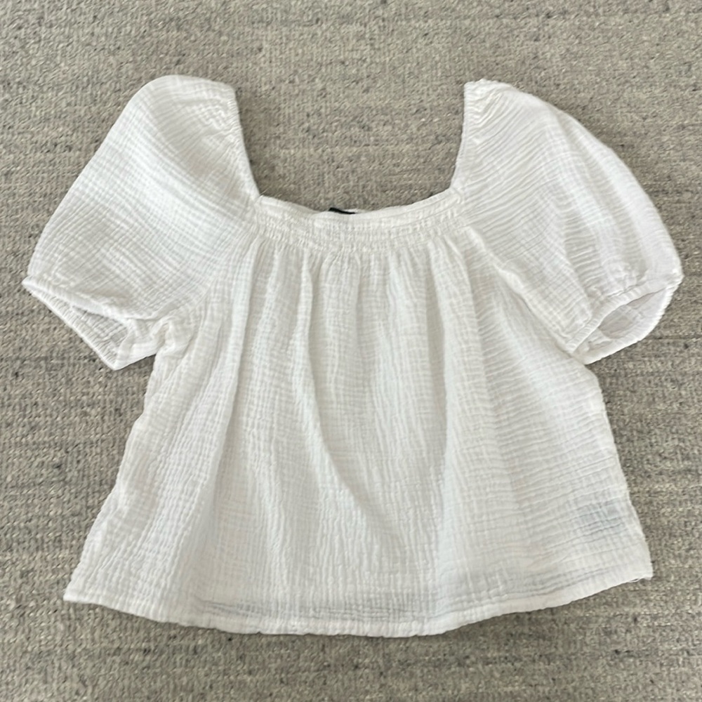 Sanctuary White Square Neck Guaze Top NWOT